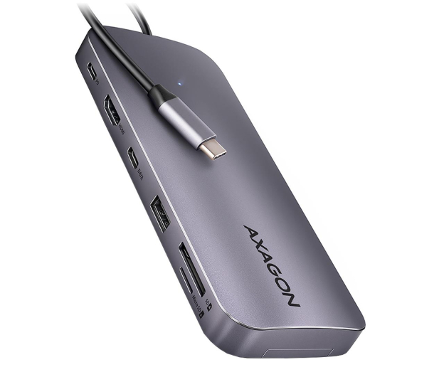 AXAGON HMC-6GM2 Wieloportovy hub USB 6in1, 10Gbps, USB-A, USB-C, HDMI 4K/60Hz, M.2 NVMe/SATA, SD/microSD, PD 100W, 20cm USB-C kabel - 1185574 - zdjęcie